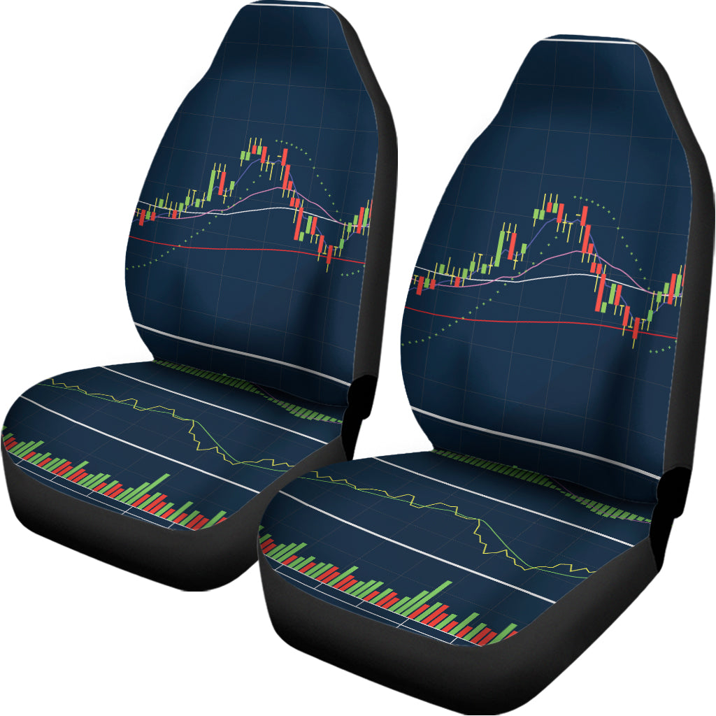 Stock Candlestick And Indicators Print Universal Fit Car Seat Covers