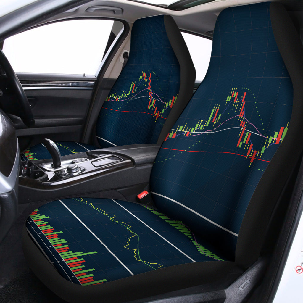 Stock Candlestick And Indicators Print Universal Fit Car Seat Covers