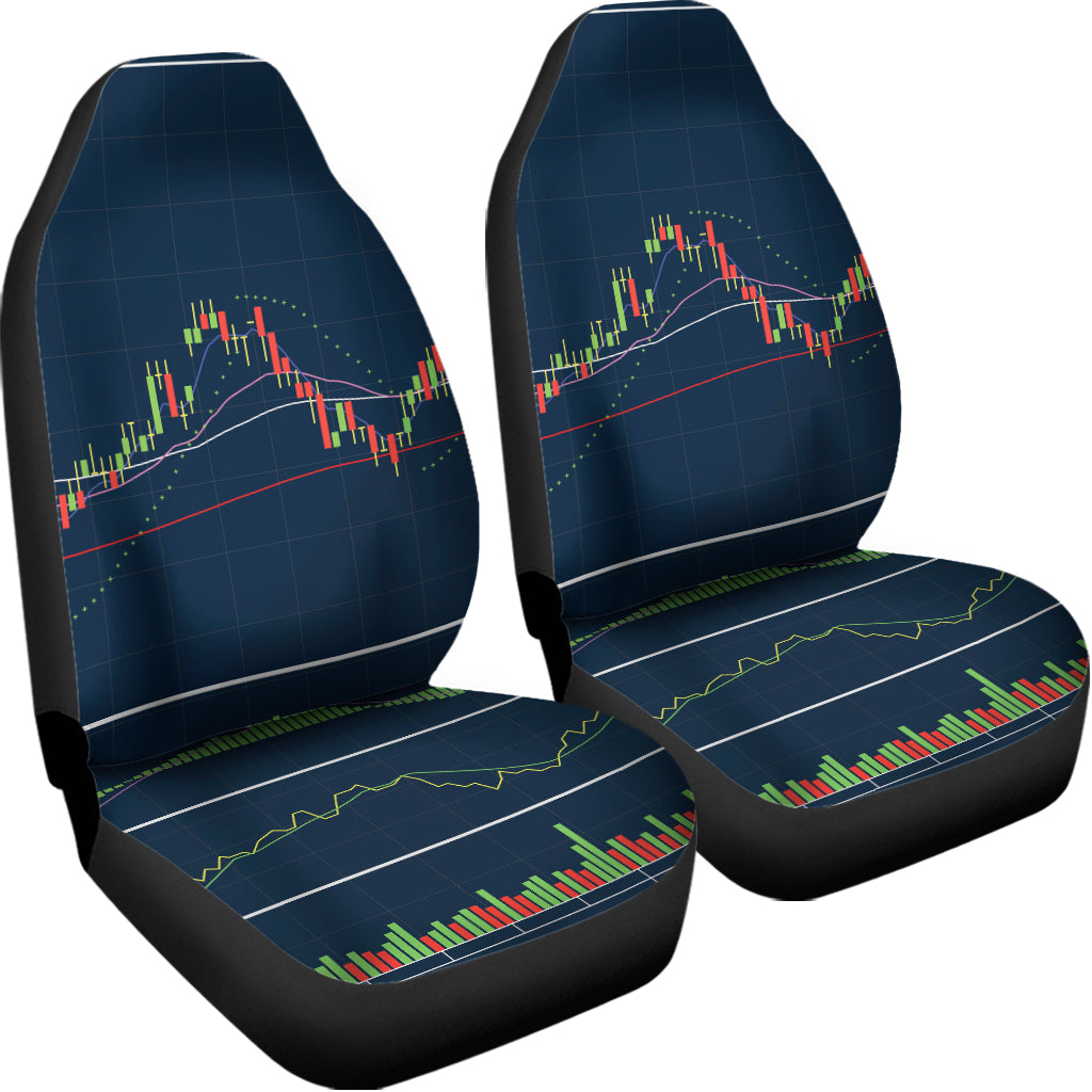 Stock Candlestick And Indicators Print Universal Fit Car Seat Covers