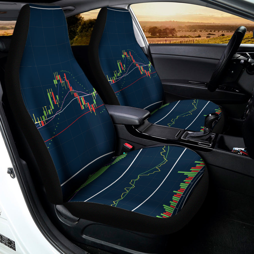 Stock Candlestick And Indicators Print Universal Fit Car Seat Covers