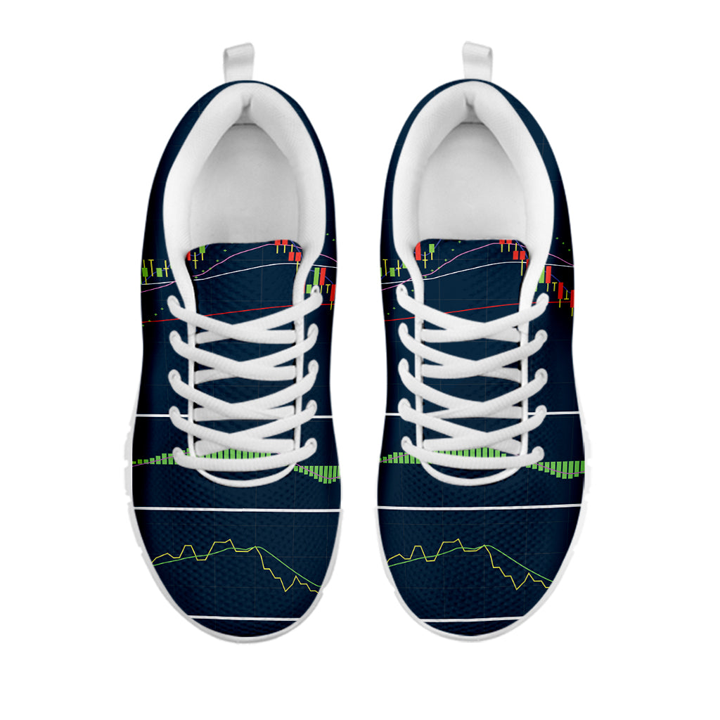 Stock Candlestick And Indicators Print White Sneakers