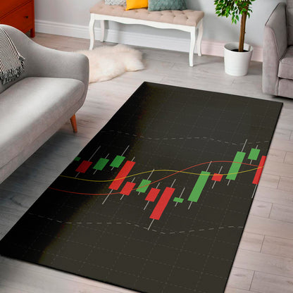 Stock Market Candlestick Print Area Rug