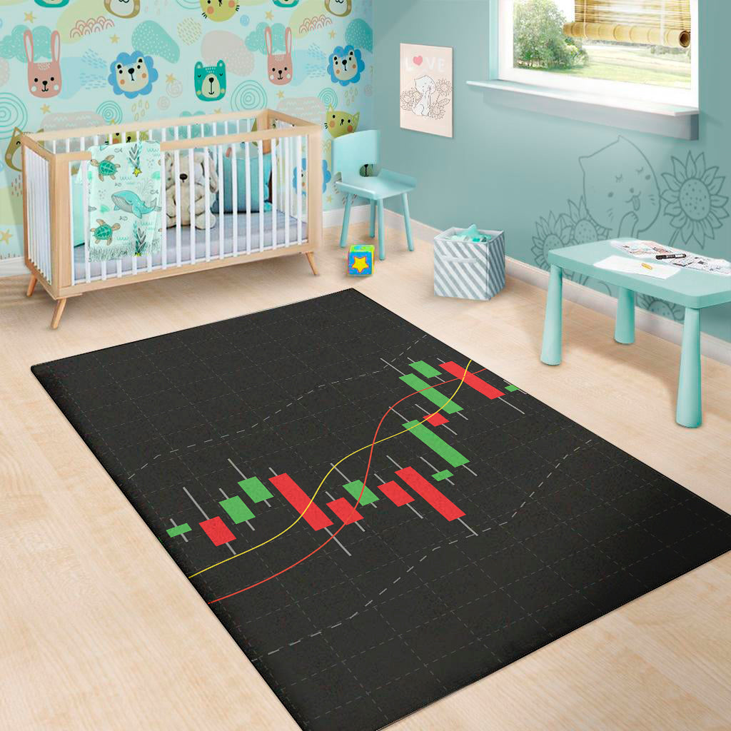 Stock Market Candlestick Print Area Rug