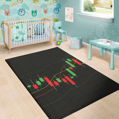 Stock Market Candlestick Print Area Rug
