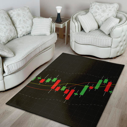 Stock Market Candlestick Print Area Rug