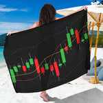 Stock Market Candlestick Print Beach Sarong Wrap