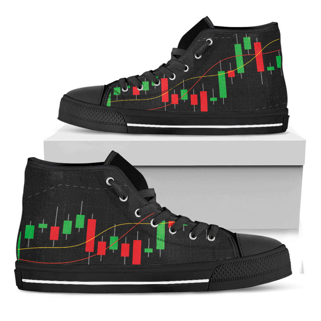 Stock Market Candlestick Print Black High Top Shoes