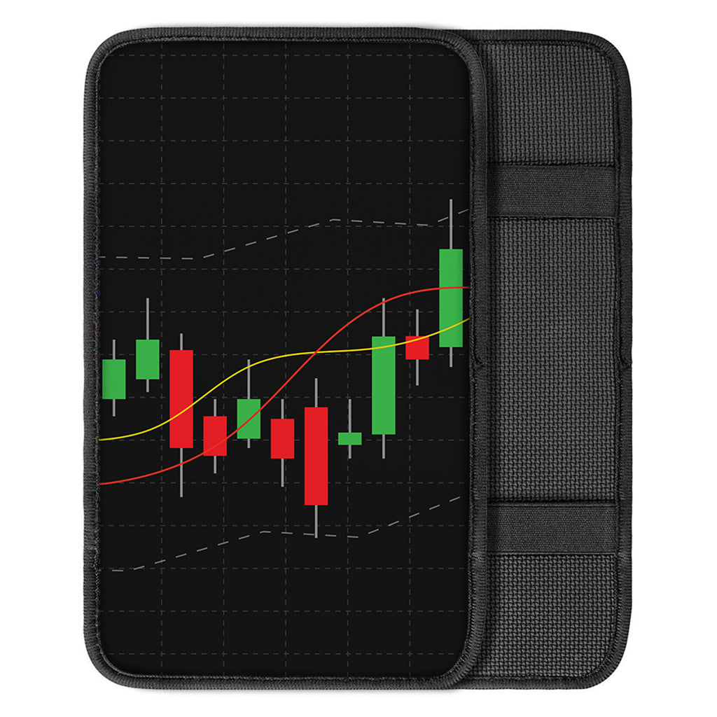 Stock Market Candlestick Print Car Center Console Cover