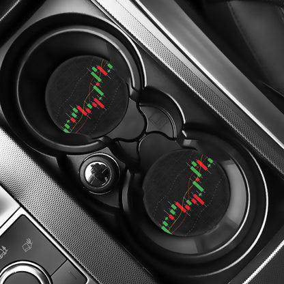 Stock Market Candlestick Print Car Coasters