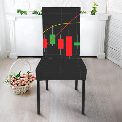 Stock Market Candlestick Print Dining Chair Slipcover