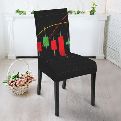 Stock Market Candlestick Print Dining Chair Slipcover