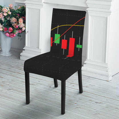 Stock Market Candlestick Print Dining Chair Slipcover