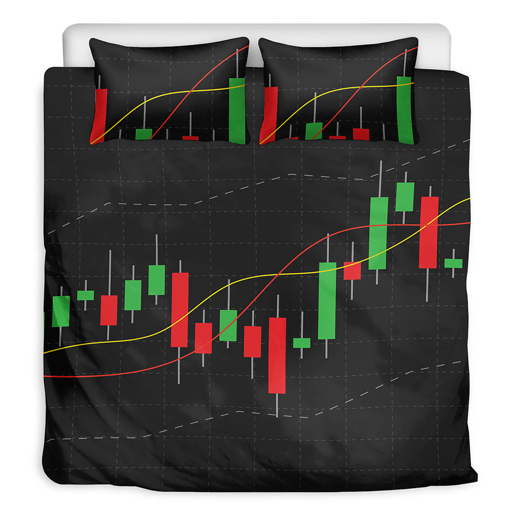 Stock Market Candlestick Print Duvet Cover Bedding Set