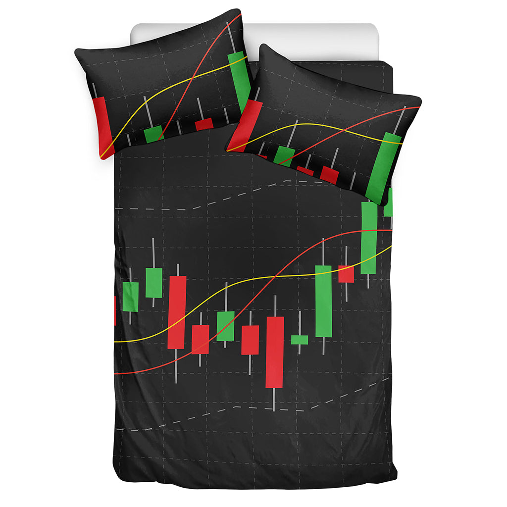 Stock Market Candlestick Print Duvet Cover Bedding Set