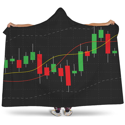 Stock Market Candlestick Print Hooded Blanket