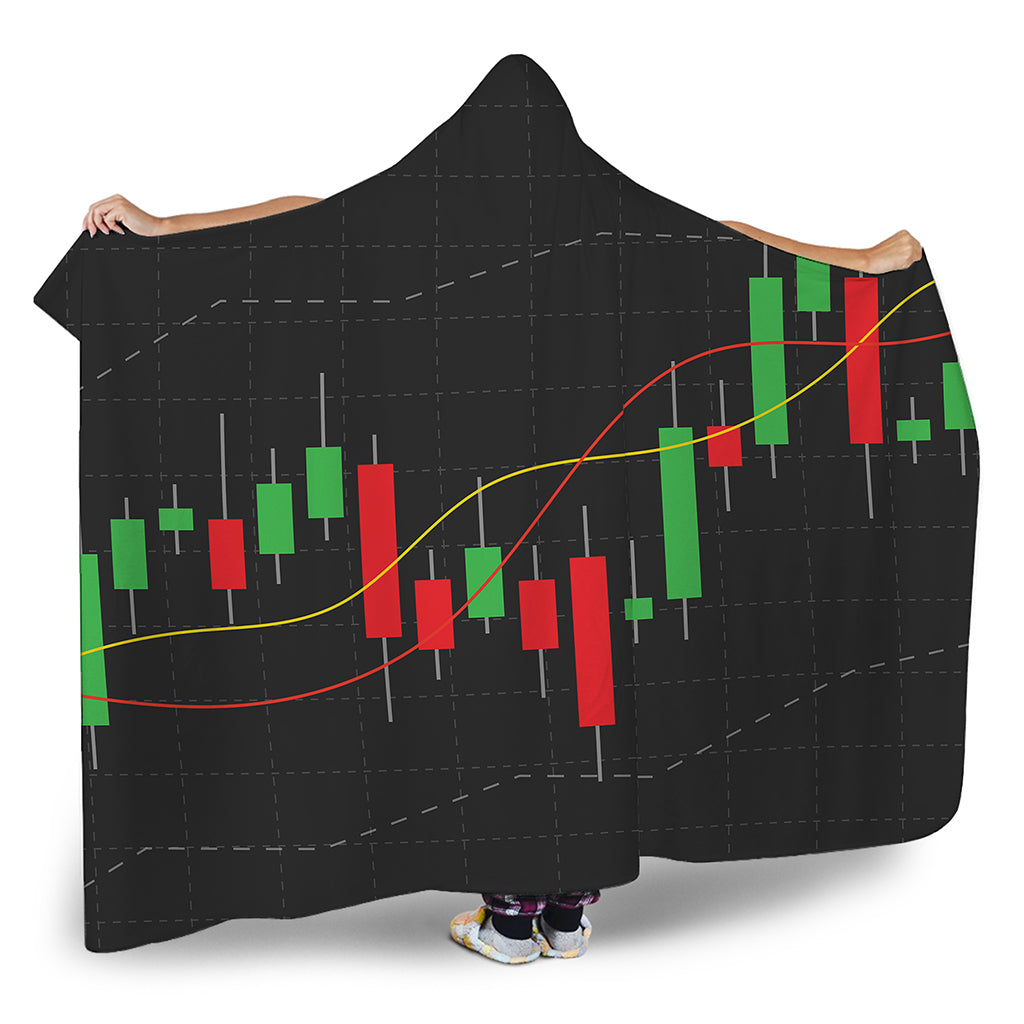 Stock Market Candlestick Print Hooded Blanket