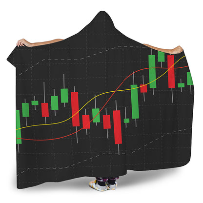 Stock Market Candlestick Print Hooded Blanket