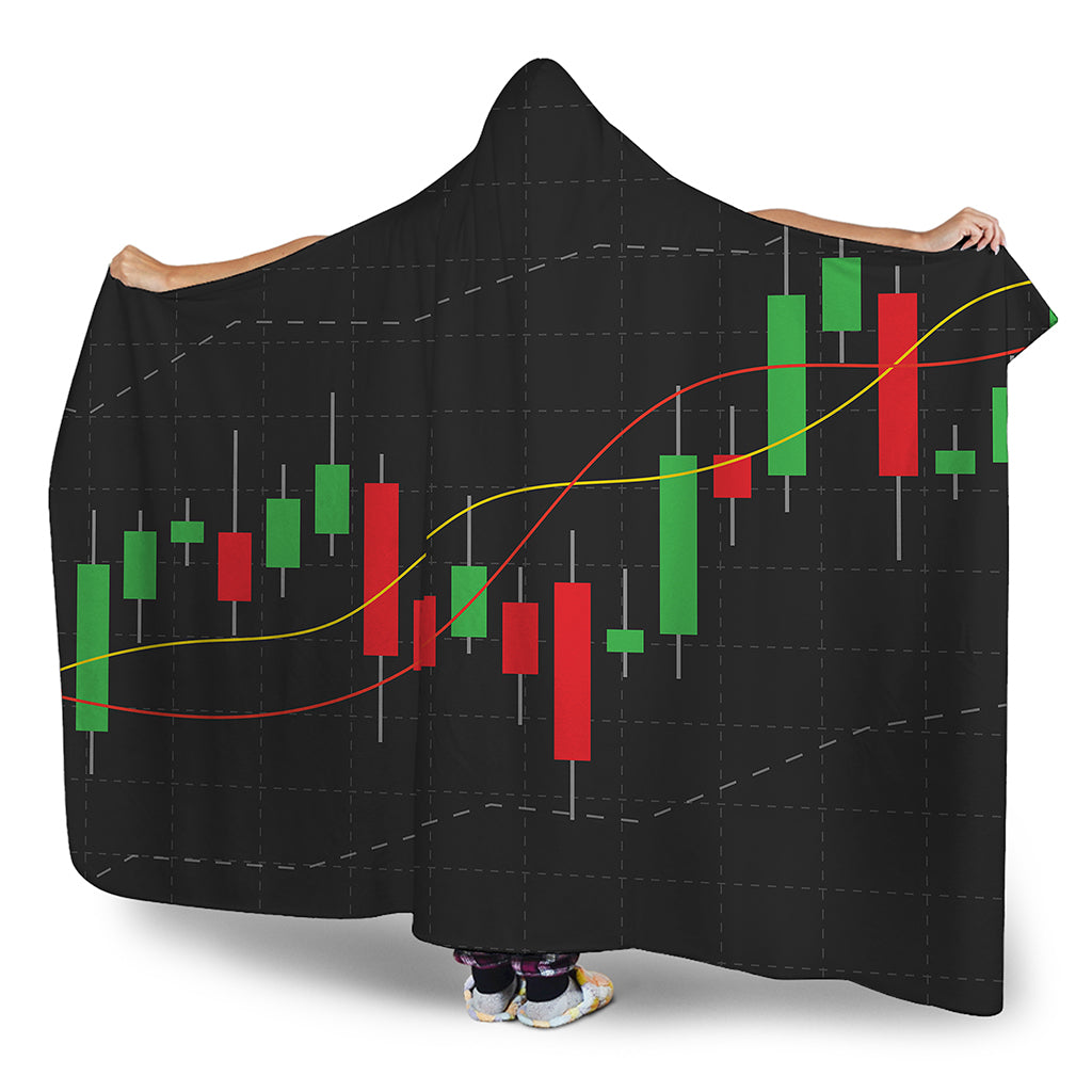 Stock Market Candlestick Print Hooded Blanket