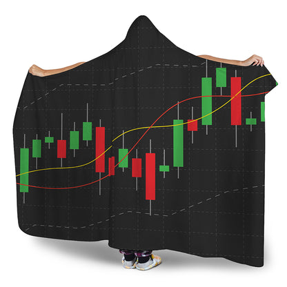 Stock Market Candlestick Print Hooded Blanket