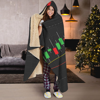 Stock Market Candlestick Print Hooded Blanket