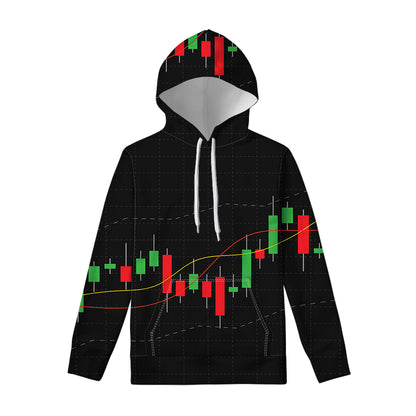 Stock Market Candlestick Print Pullover Hoodie