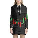 Stock Market Candlestick Print Pullover Hoodie Dress