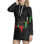 Stock Market Candlestick Print Pullover Hoodie Dress