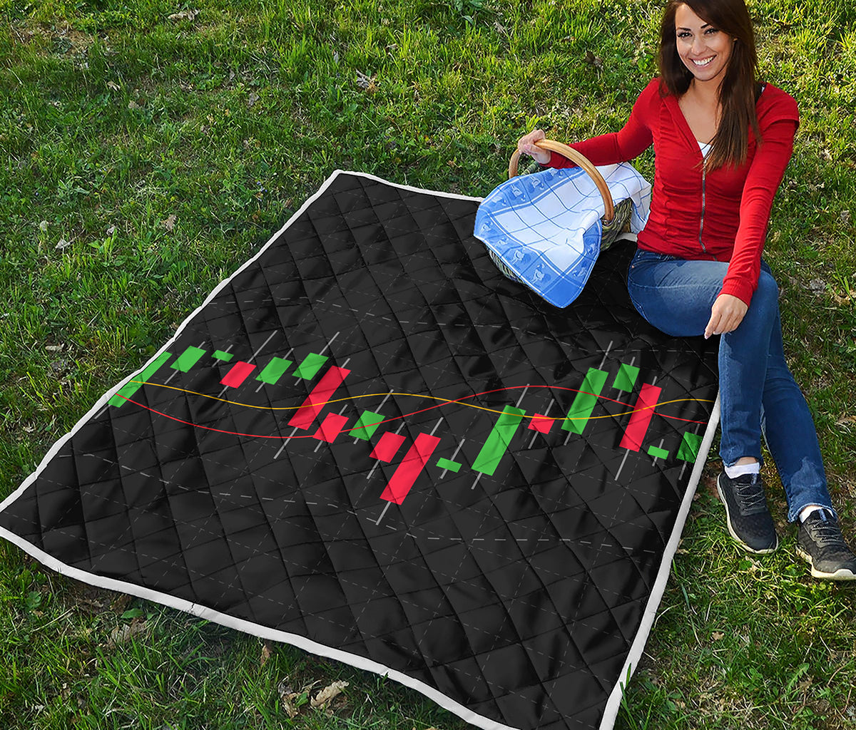 Stock Market Candlestick Print Quilt