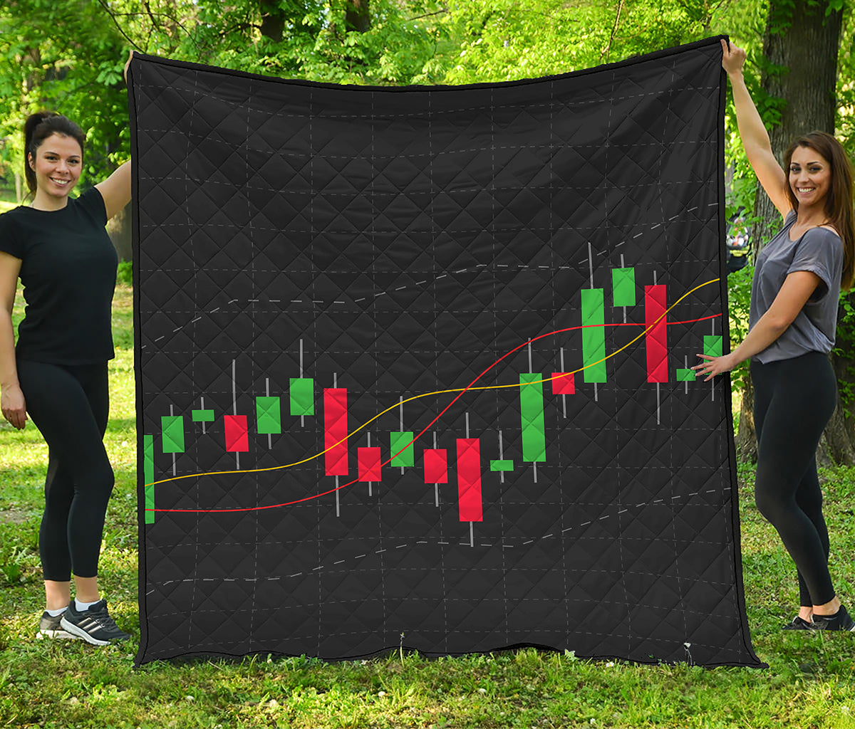 Stock Market Candlestick Print Quilt