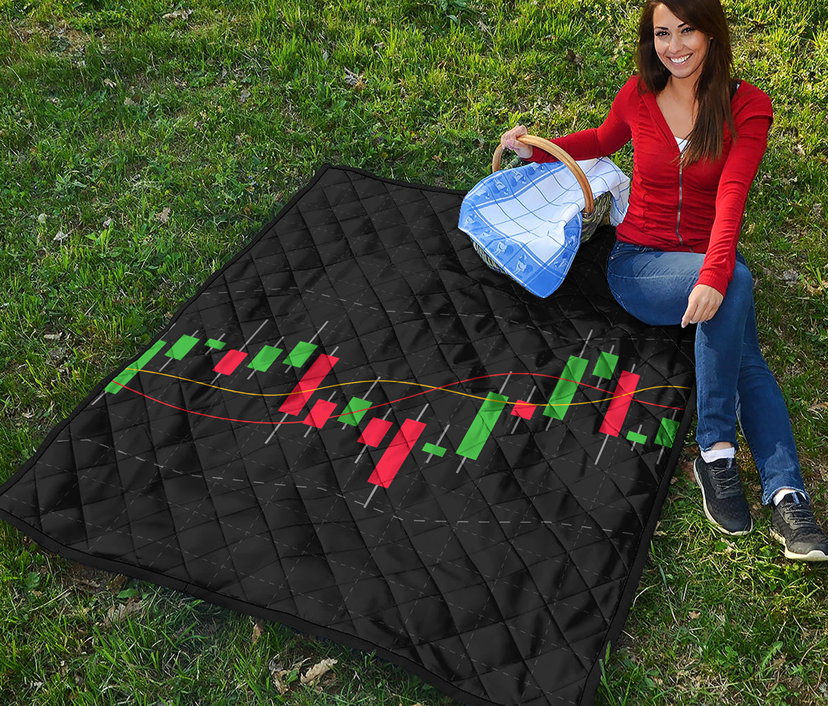 Stock Market Candlestick Print Quilt
