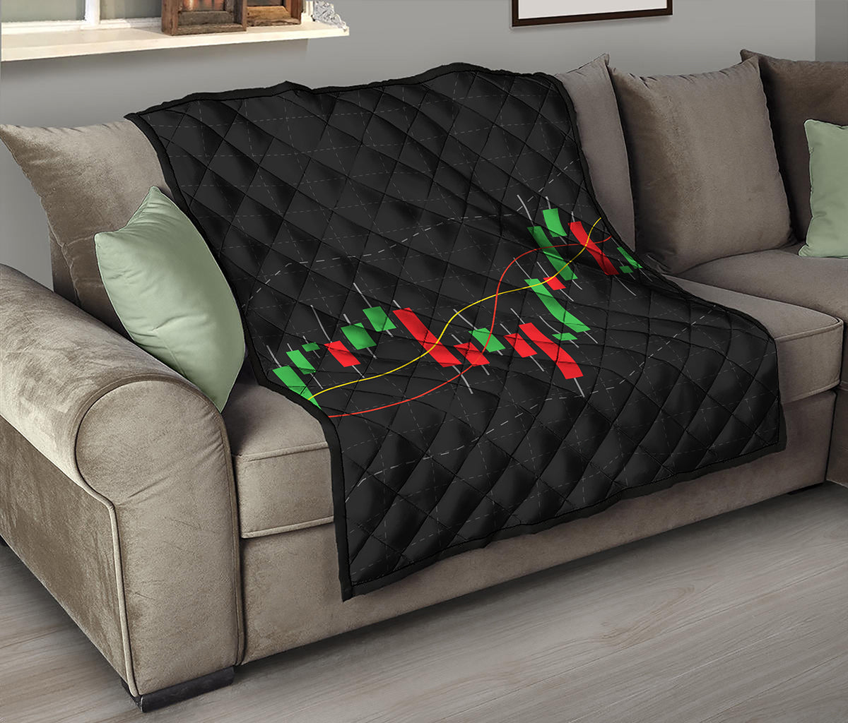 Stock Market Candlestick Print Quilt