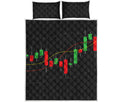 Stock Market Candlestick Print Quilt Bed Set