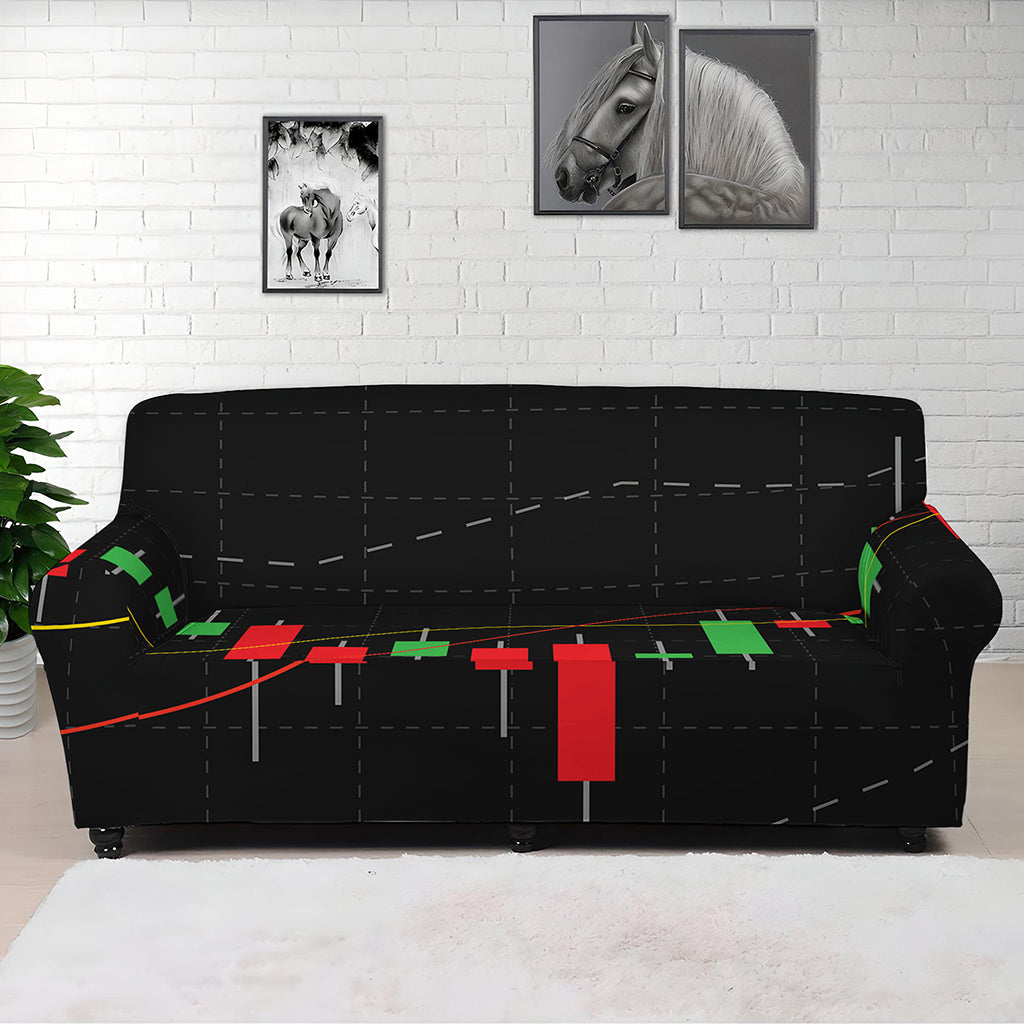 Stock Market Candlestick Print Sofa Cover