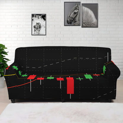 Stock Market Candlestick Print Sofa Cover