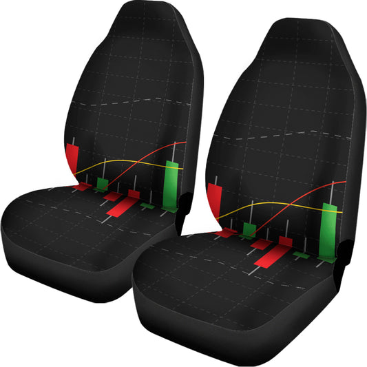 Stock Market Candlestick Print Universal Fit Car Seat Covers