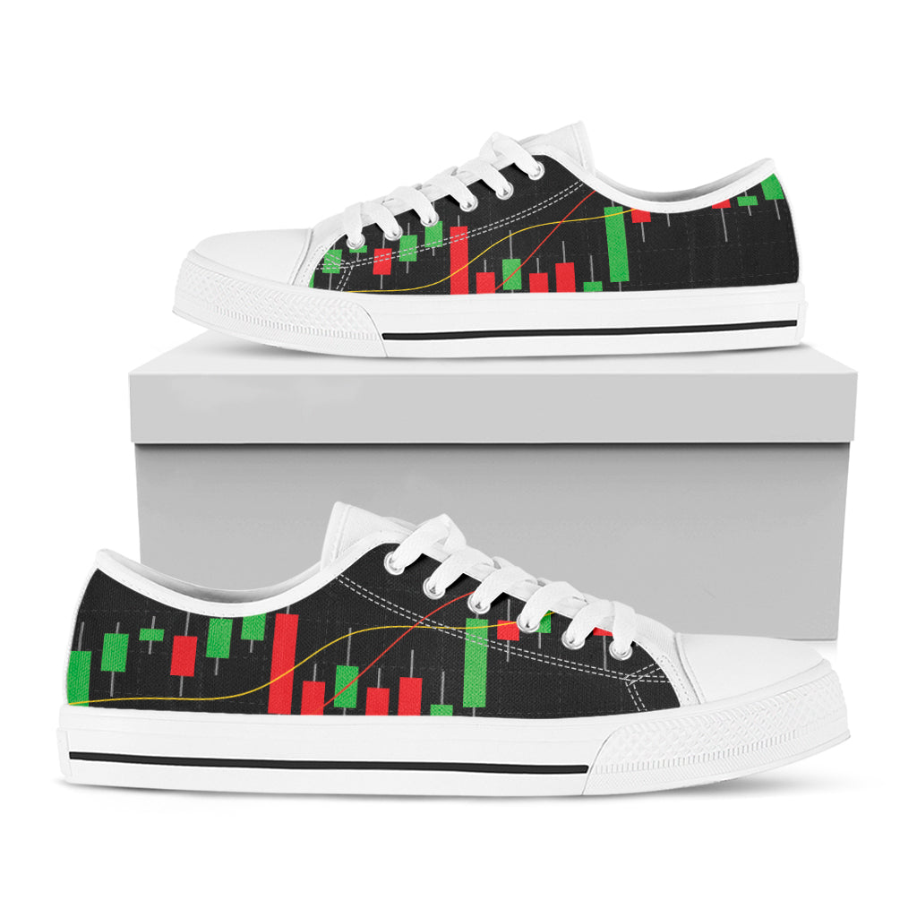 Stock Market Candlestick Print White Low Top Shoes