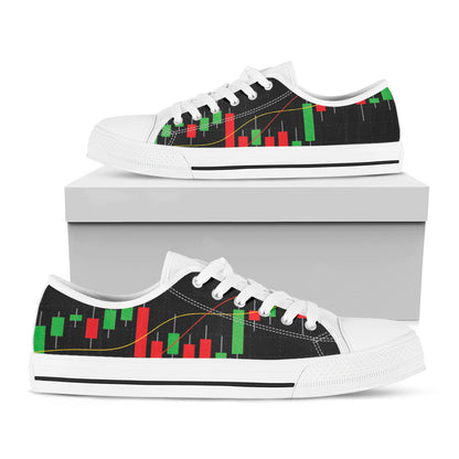 Stock Market Candlestick Print White Low Top Shoes
