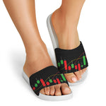 Stock Market Candlestick Print White Slide Sandals
