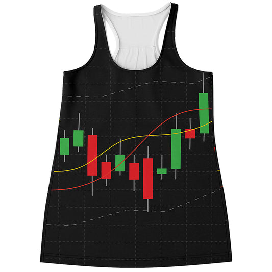 Stock Market Candlestick Print Women's Racerback Tank Top