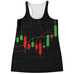 Stock Market Candlestick Print Women's Racerback Tank Top