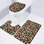 Strawberry And Flower Pattern Print 3 Piece Bath Mat Set