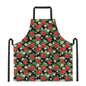 Strawberry And Flower Pattern Print Apron