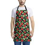 Strawberry And Flower Pattern Print Apron