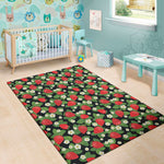Strawberry And Flower Pattern Print Area Rug