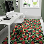 Strawberry And Flower Pattern Print Area Rug