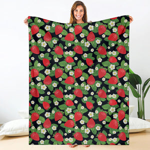 Strawberry And Flower Pattern Print Blanket