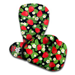 Strawberry And Flower Pattern Print Boxing Gloves