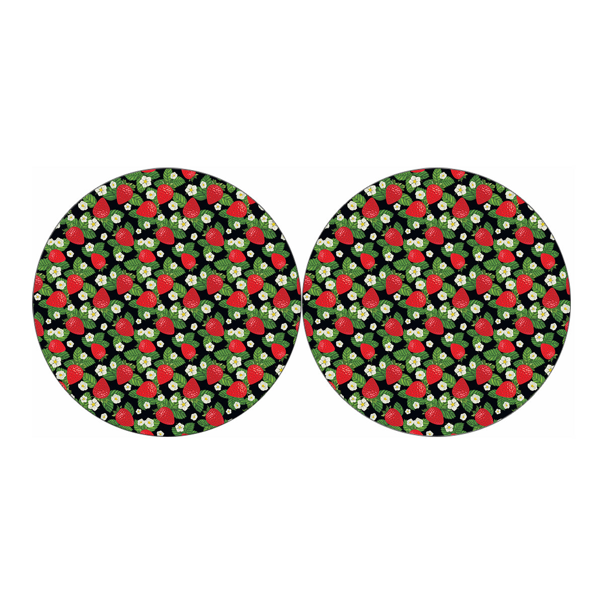 Strawberry And Flower Pattern Print Car Coasters