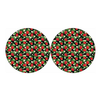 Strawberry And Flower Pattern Print Car Coasters