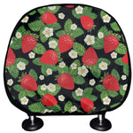 Strawberry And Flower Pattern Print Car Headrest Covers